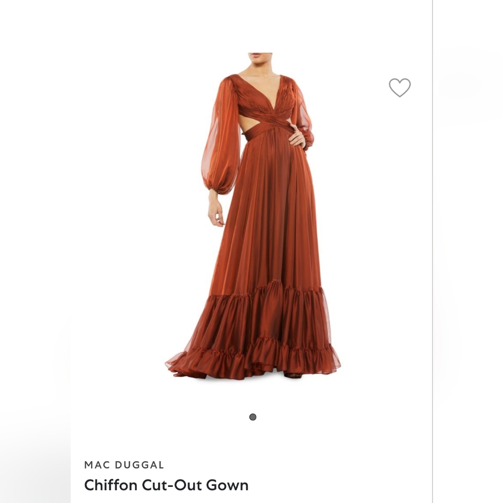 Mac Duggal Orange Copper Chiffon Cut Out Gown